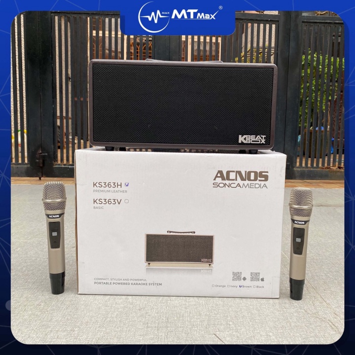Loa karaoke bluetooth ACNOS KS363H di động xách tay, có chất lượng âm thanh vượt trội công suất 100w kèm 2 mic