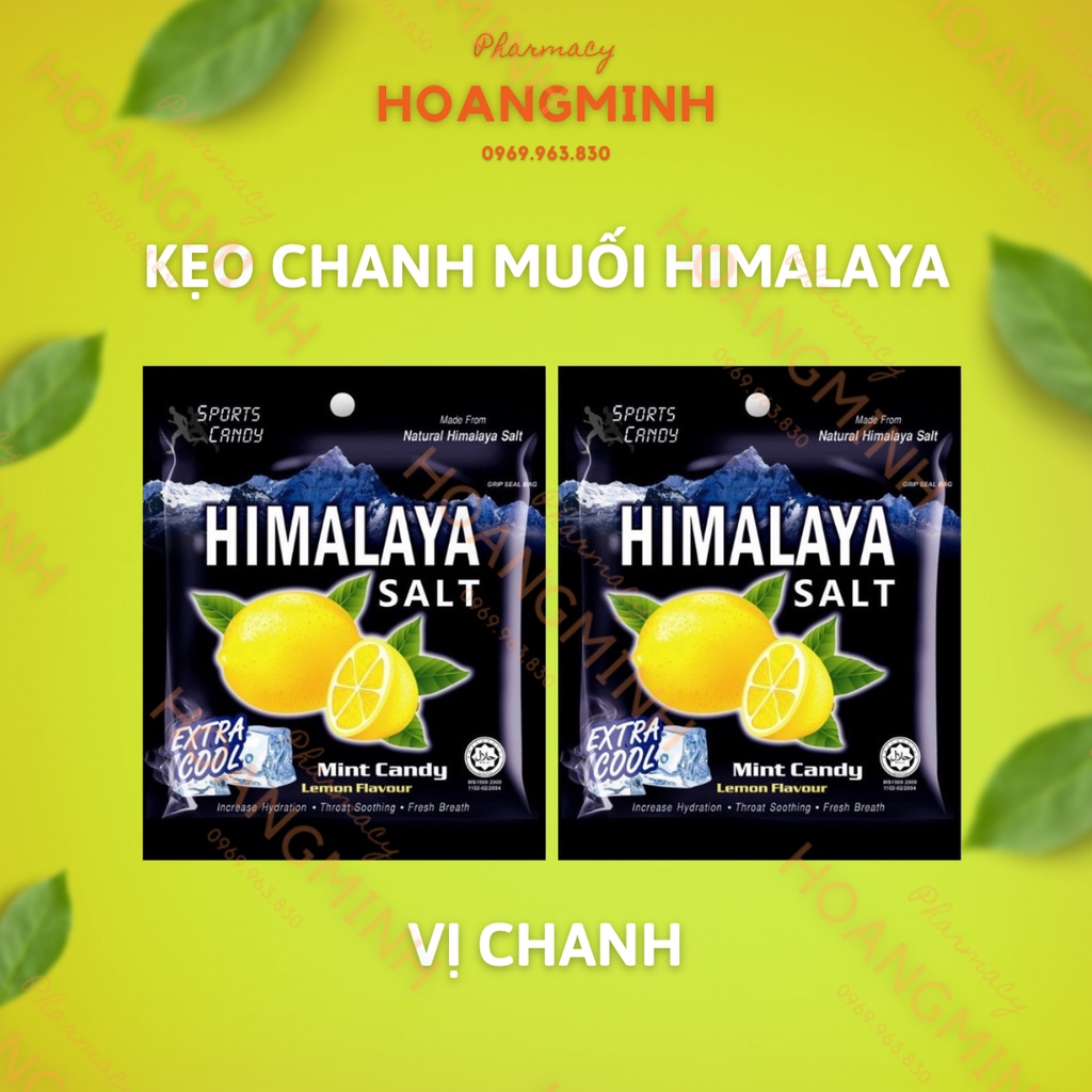 Kẹo Chanh Muối Himalaya Salt Vị Bạc Hà (Mint Candy) / Vị Gừng (Ginger) Lemon Flavour (Malaysia) Bù Khoáng, Thông Cổ Cọng