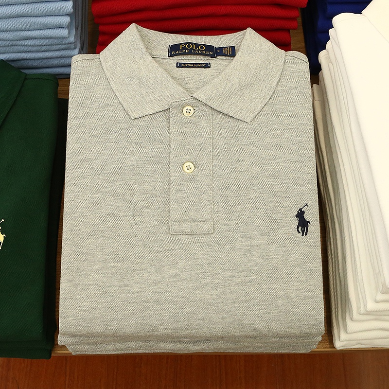 Áo Thun polo Cotton Nguyên Chất Cổ Điển Tay Ngắn Nhãn Hiệu Ralph Lauren + Tag Cho Nam