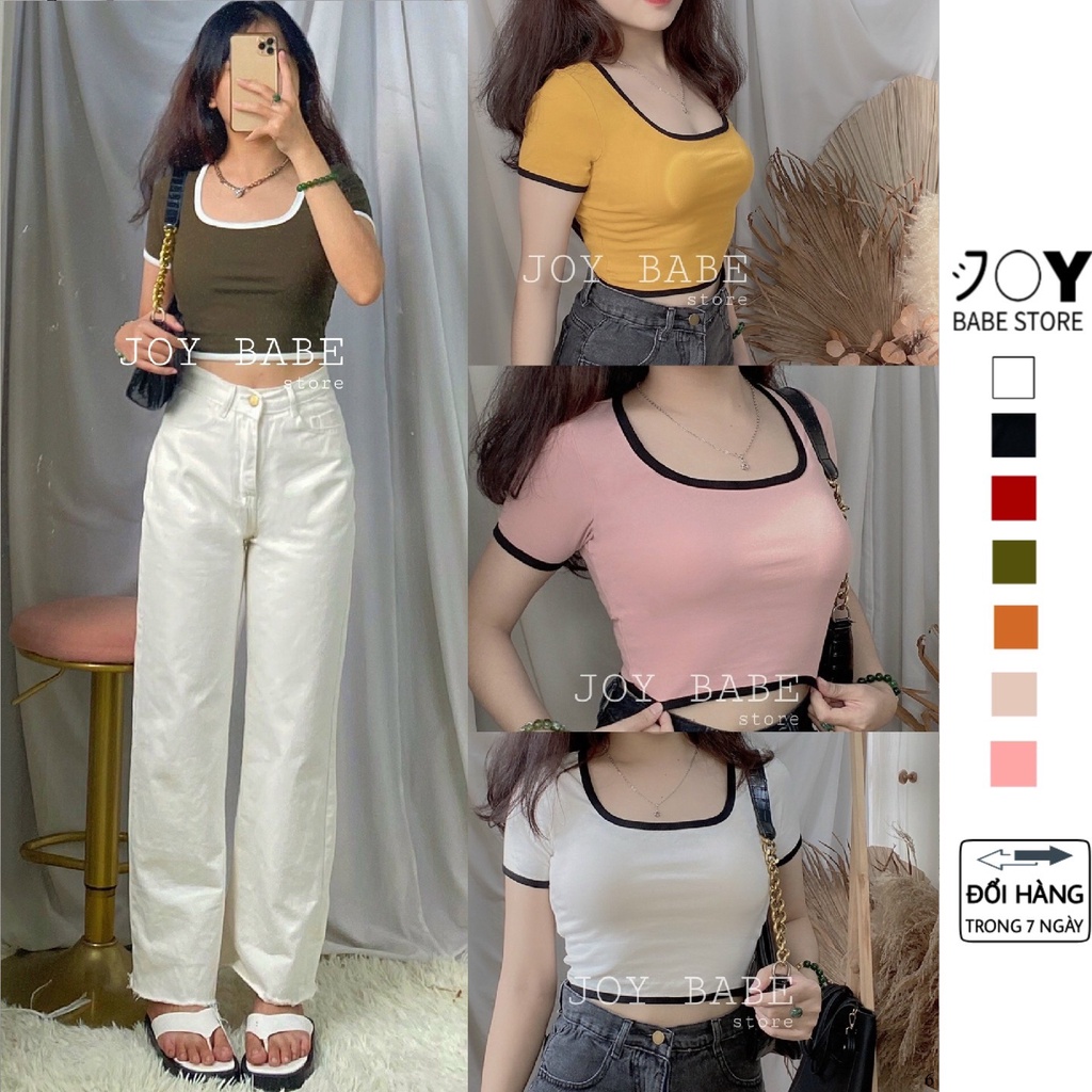 Áo croptop xịn cổ vuông viền chữ U Basic 🔲 sớ thun cao cấp Forever 21 🔳 co giãn 4 chiều cực tốt, ôm body sexy CRON 6 -4C