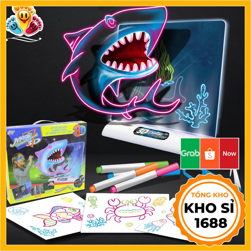 Bảng vẽ dạ quang 3D ma thuật, bảng viết ba chiều sáng tạo cho bé E403