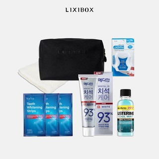Combo Nước súc miệng Listerine, Chỉ Nha Khoa, Miếng Dán Trắng Răng, Khăn Mặt, Kem Đánh Răng, Túi