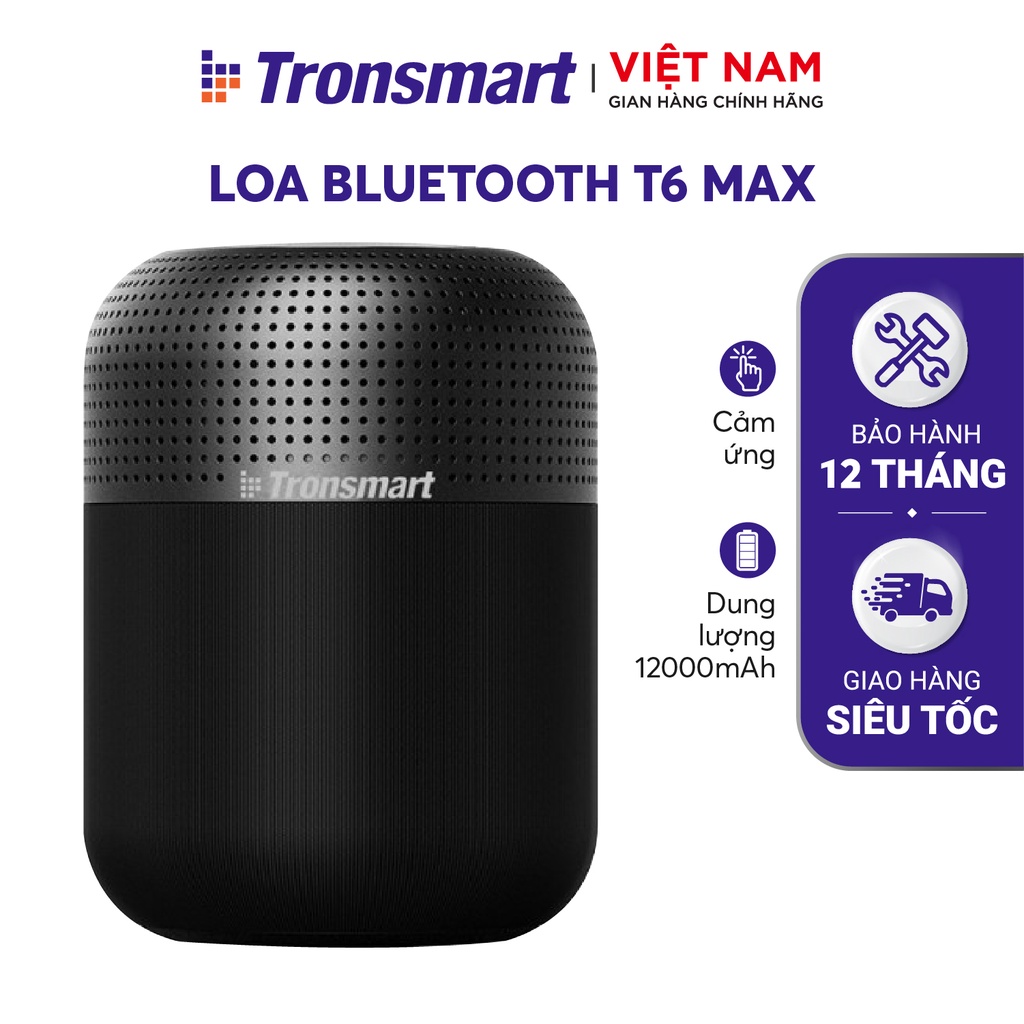 Loa Bluetooth 5.0 Tronsmart Element T6 Max TM-365144 - Công suất 60W Hỗ trợ TWS và NFC ghép đôi 2 loa - Hàng chính hãng
