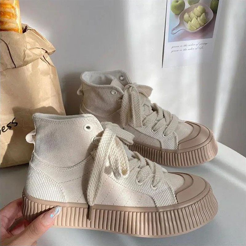 Giày Thể Thao Vải Canvas Cổ Cao Đế Dày Phong Cách Hong Kong Thời Trang Mùa Thu Hàng Mới Chính Hãng Niche