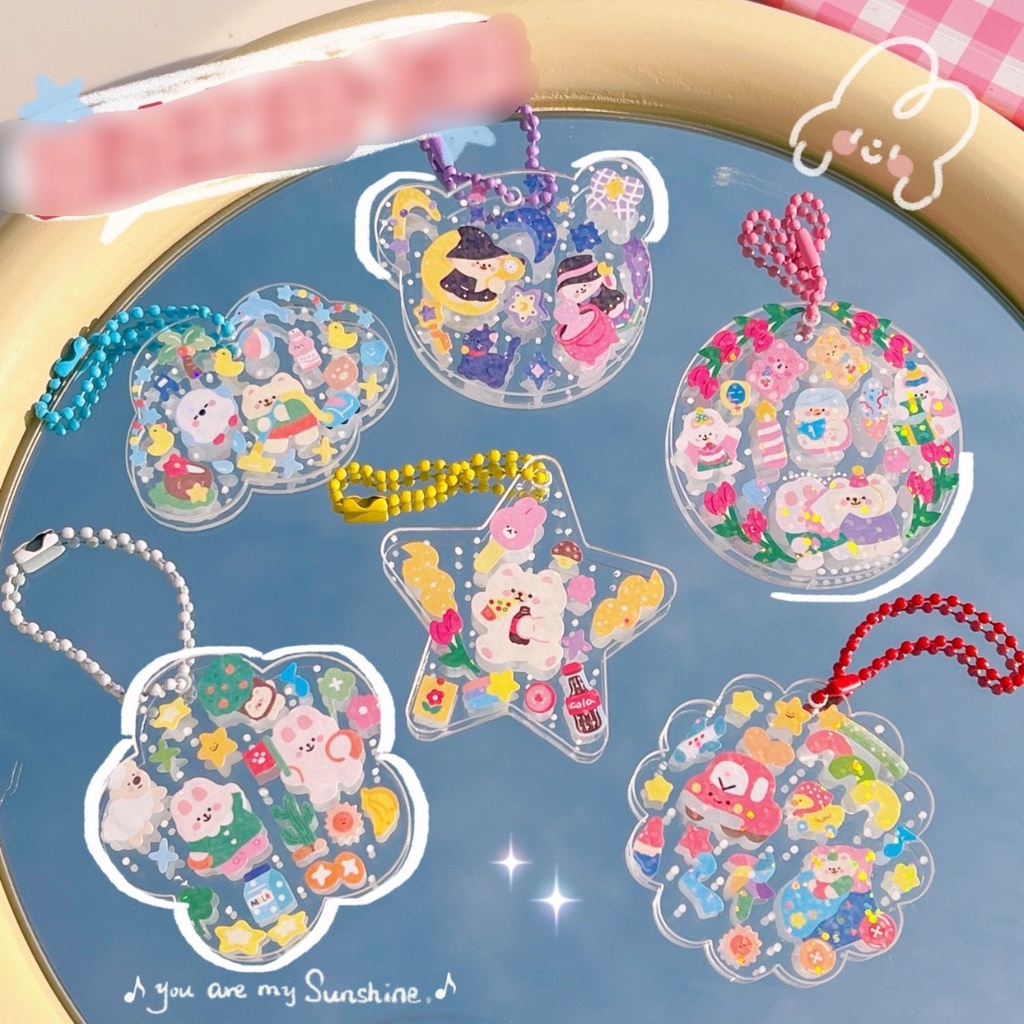 Móc khóa acrylic trong suốt, dây đeo phụ kiện tự trang trí DIY - SH071