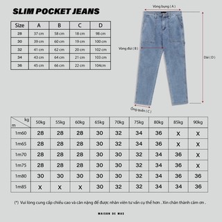Quần Slim Pocket Jeans - Washed Blue