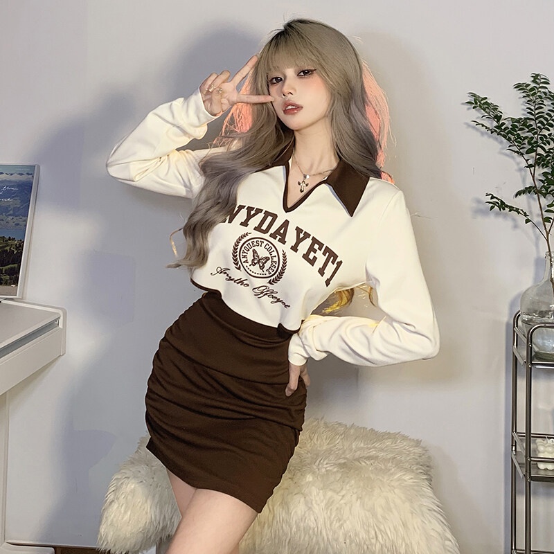 Đầm Weird Puss cổ chữ V dài tay ôm dáng thời trang dành cho nữ