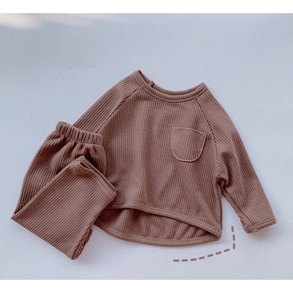 Bộ Quần Áo Dài Tay Thu Đông Cho Bé Trai Bé Gái, Bộ Quần Áo Trẻ Em Mặc Nhà