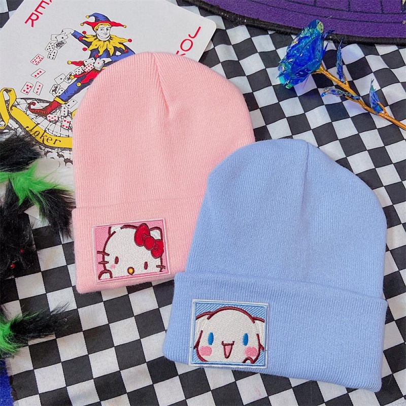 Sanrio Mũ Len Dệt Kim Giữ Ấm Mùa Đông In Hình Kuromi Hello Kitty Thời Trang Cho Cặp Đôi