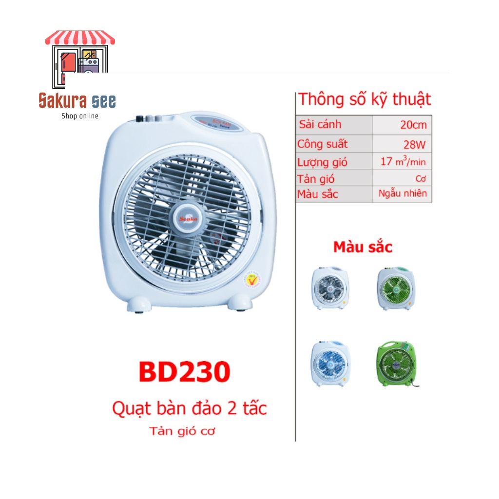 Quạt bàn đảo 2 tấc Senko cao cấp BD230 28W - Hàng chính hãng - Màu ngẫu nhiên