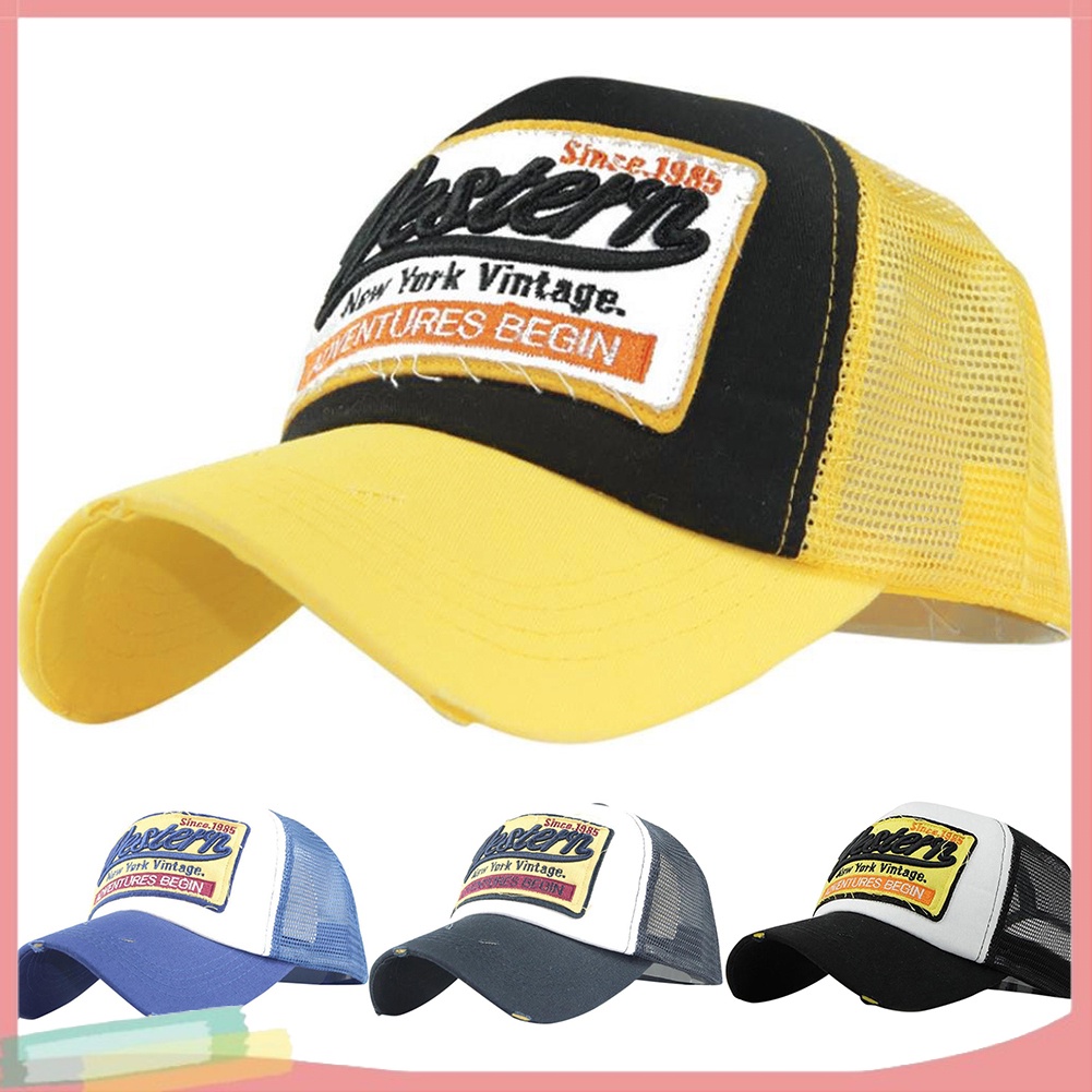 Mũ lưỡi trai thêu chữ phối lưới phong cách hip hop cá tính