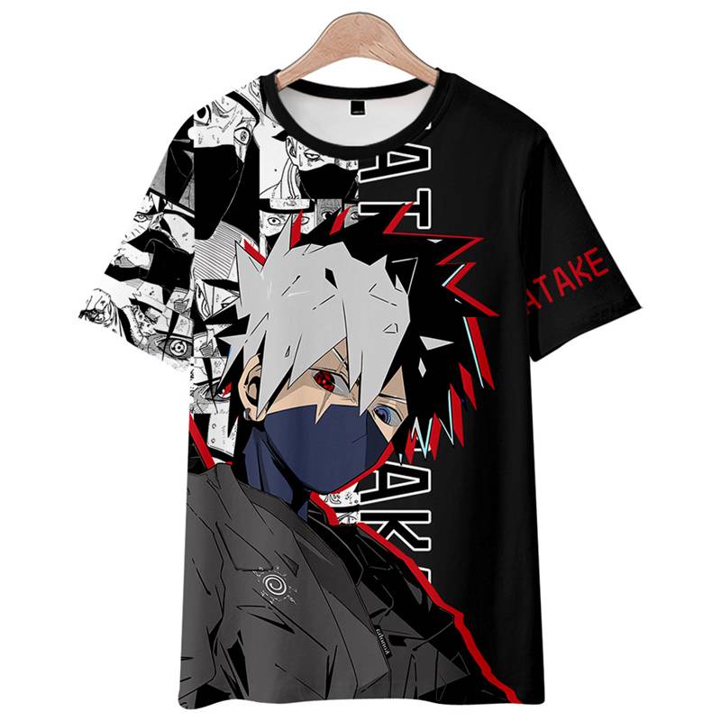 Áo Thun Tay Ngắn Dáng Rộng Họa Tiết Hoạt Hình Naruto Obito Kakashi Thời Trang Cho Nam Và Nữ