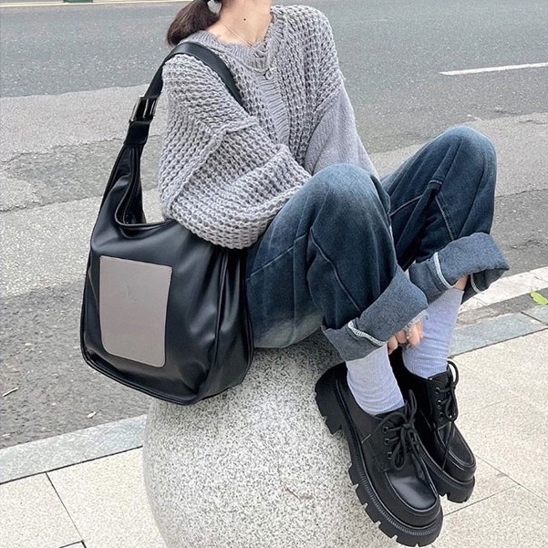 MISCHA Túi Xách Cỡ Lớn Thiết Kế Đơn Giản Thời Trang Thu Đông Phong Cách Retro