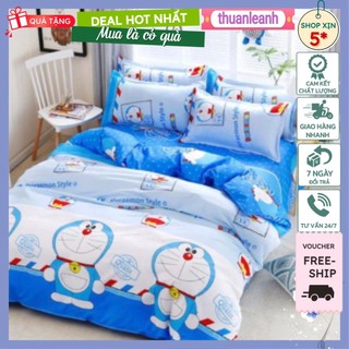 Ga giường bo chun cotton Poly Hàn Quốc 1m6x2m,1m8x2m,doremon tem thư