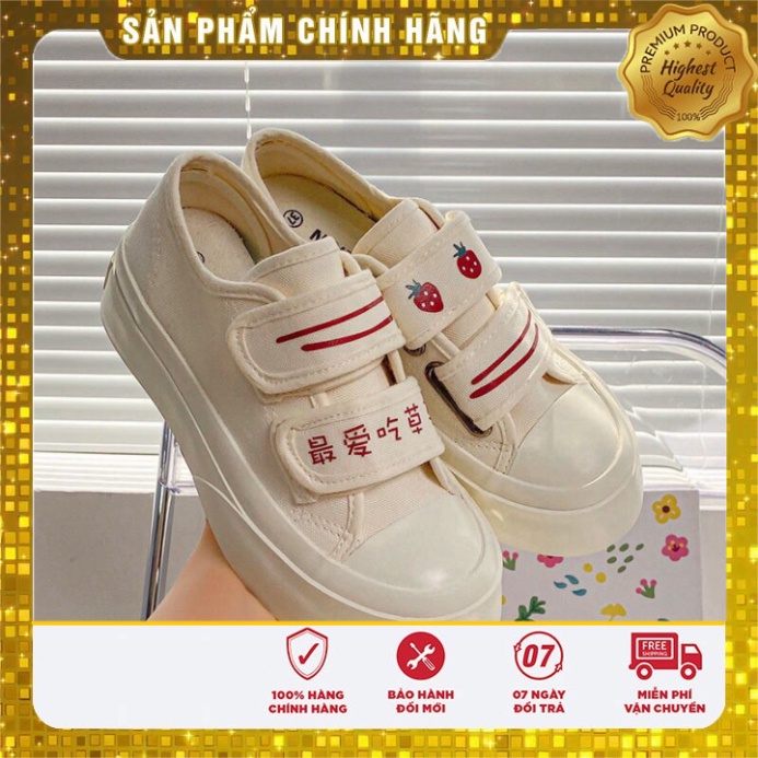 ( Phom to lùi 1 sz )Giày Sport nữ kem, bata đế cao cổ thấp quai dán thời trang và năng động korea FLOWER G30 - Nguyentra