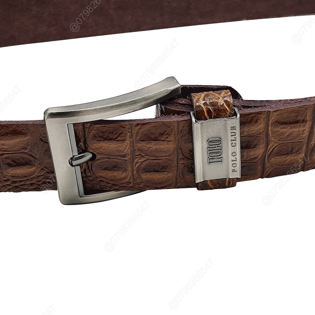 Dây da thắt lưng da bò dập vân cá sấu DHM-132 | Khoá kim mặt vuông đen nhám | Bảo hành 12 tháng