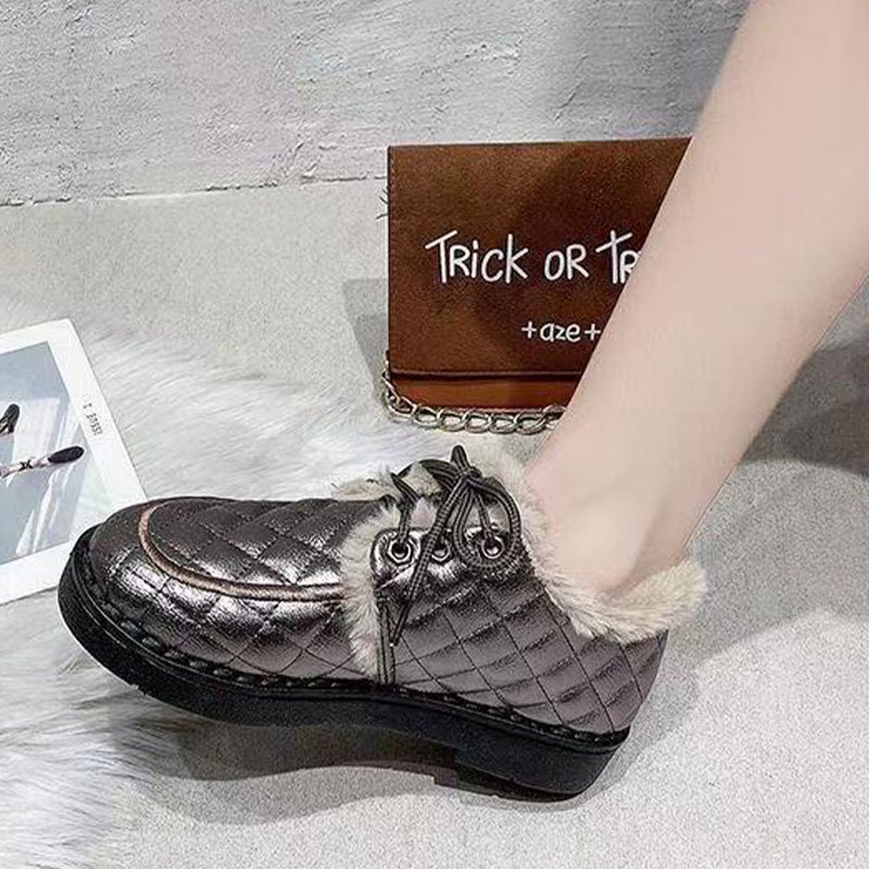 One Giày Bốt Da Lót Lông Giữ Ấm Thời Trang Hàn Quốc Cho Nữ