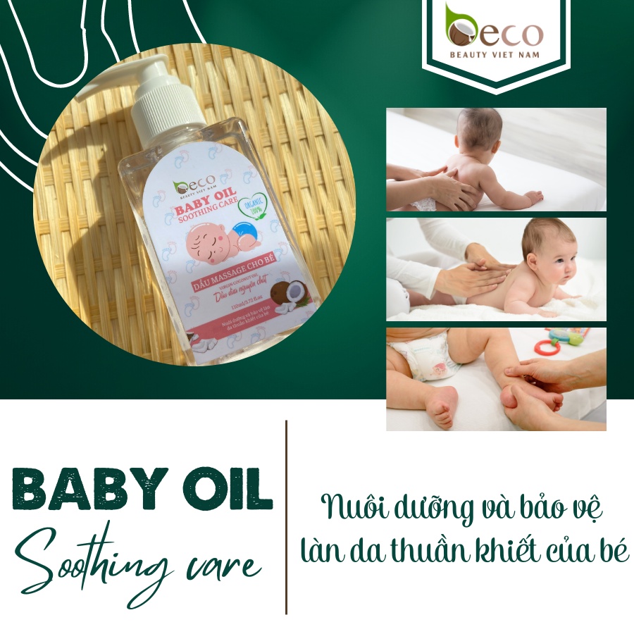 Dầu massage cho bé, dầu dưỡng ẩm cho bé chiết xuất từ dừa tươi và tinh dầu tràm 110ml