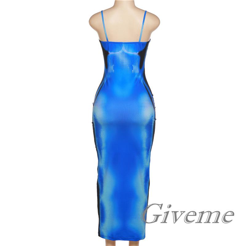 Đầm Dài Hai Dây Ôm Dáng Khoét Sâu Gợi Cảm Cho Nữ