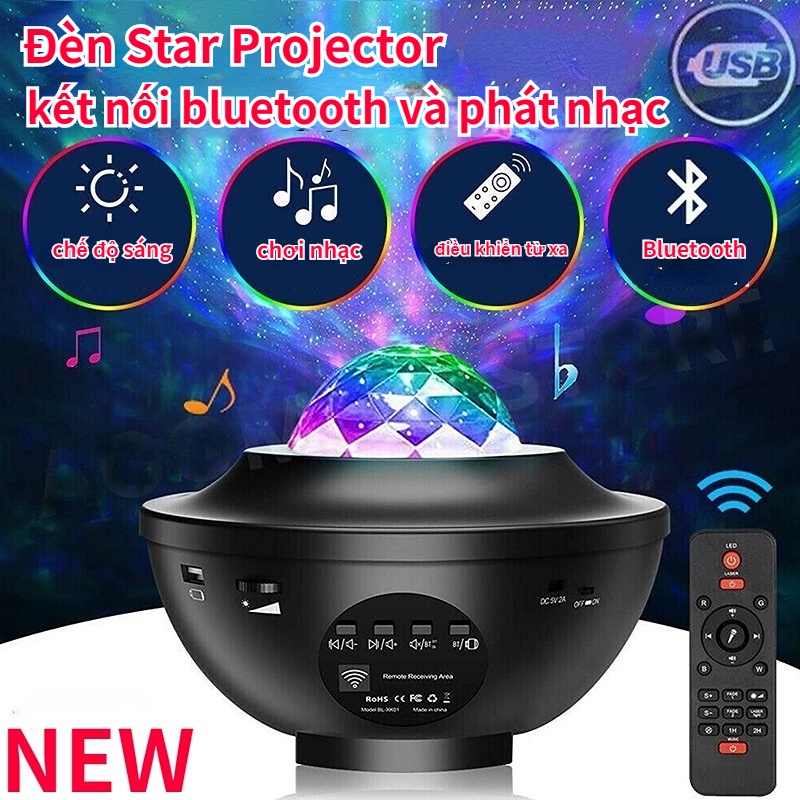 New Đèn Star Projector Đèn chiếu sao Galaxy cho trang trí phòng ngủ Đèn led sao có thể kết nối bluetooth và phát nhạc