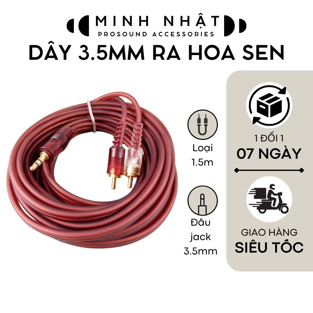 Cáp loa 1 đầu 3.5mm ra 2 đầu hoa sen AV (RCA)