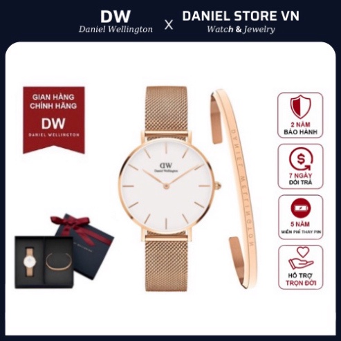 . Đồng Hồ Nữ Daniel Wellington Classic Petite Melrose White + Vòng Tay DW Cuff Chính Hãng - DanielStoreVn .