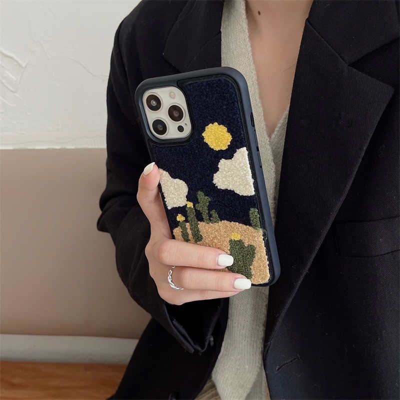 Ốp Lưng Thêu Họa Tiết Dành Cho Điện Thoại iPhone 11 12 13 14 Pro max X XR XS 14Pro iPhone13
