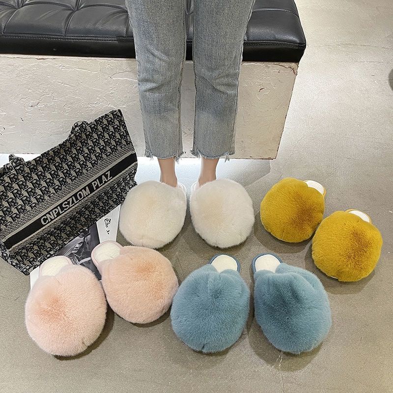 Dép lông có giá trị cao dép bông dễ thương trong nhà chống trượt mùa thu đông hot trên mạng thời trang instagram cho nữ