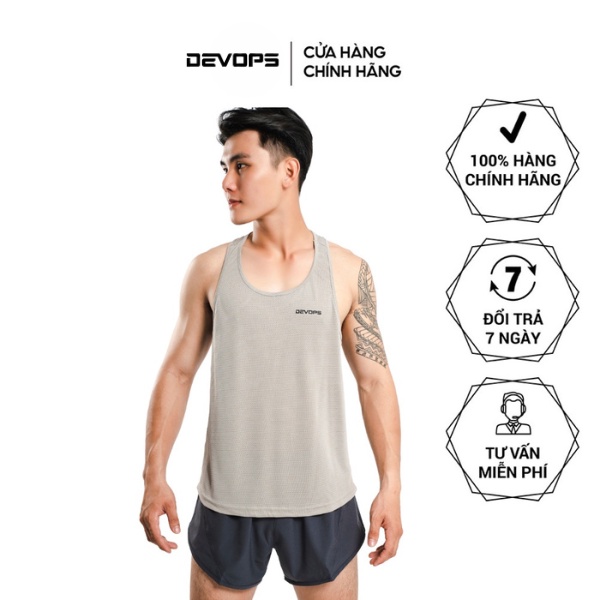 Áo ba lỗ nam DEVOPS form rộng chất lưới thoáng khí nhanh khô kháng khuẩn tập gym bóng đá bóng rổ DEH1004