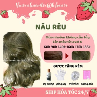  Thuốc nhuộm tóc màu Nâu Kiwi - Nâu Rêu tặng kèm trợ dưỡng găng tay 