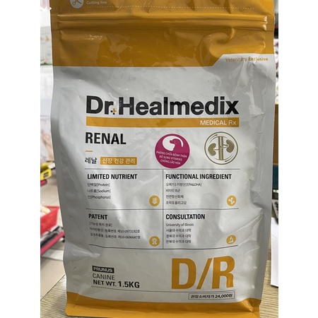 Hạt Dr.Healmedix Renal Canine 1.5kg  - hạt khô cao cấp hỗ trợ thận cho chó