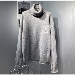 Áo len rách chom heart cổ lọ hai màu