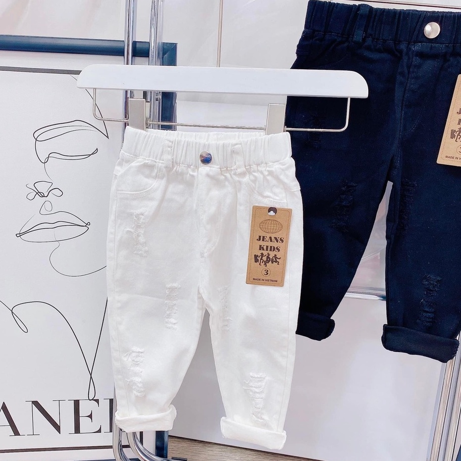 Quần Jean Kaki Đen Trắng cho Bé trai, Bé gái (8-18kg)