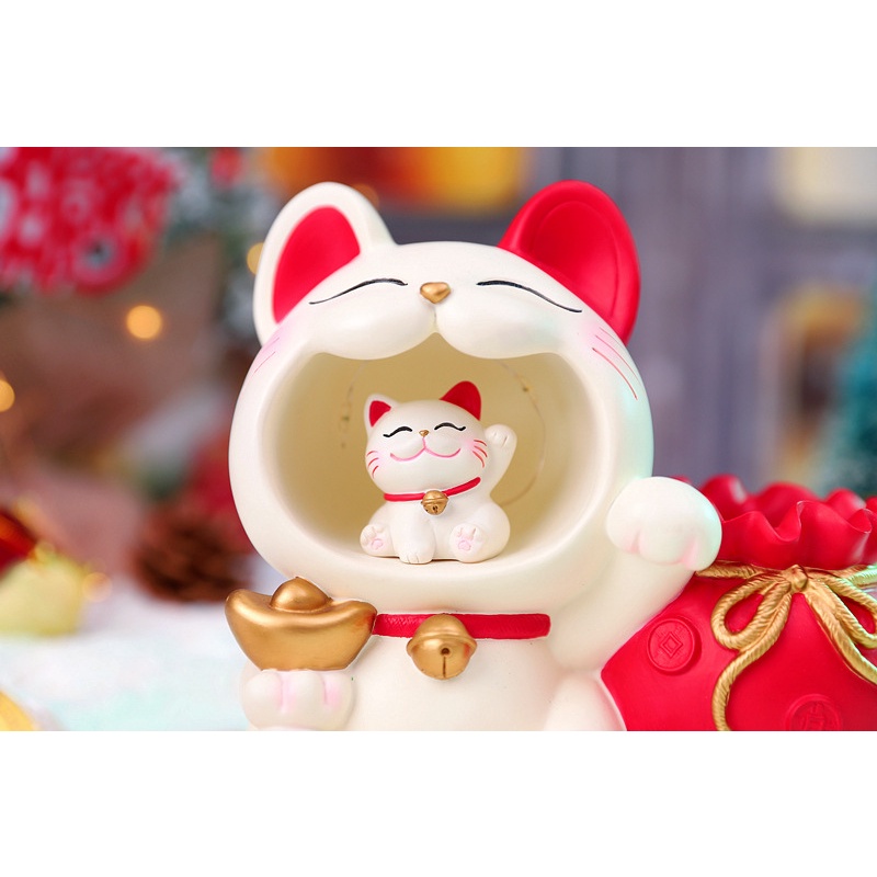 Ống Đựng Bút Hình Mèo Con Bằng Nhựa Resin Thủ Công Sáng Tạo Dành Cho Năm Mới