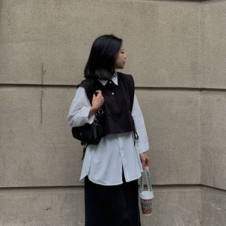 𝒇𝒓𝒐𝒎𝑺𝒐𝒐𝒚𝒐𝒖𝒏𝒈 - Set sơmi lụa xẻ vạt đuôi tôm kèm ghile có thể tháo dời