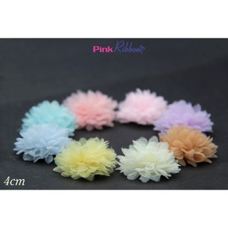 Hoa voan păng xê 4cm dùng làm hoa trang trí may mặc, hoa cài áo, hoa phụ liệu may mặc, phụ kiện tóc