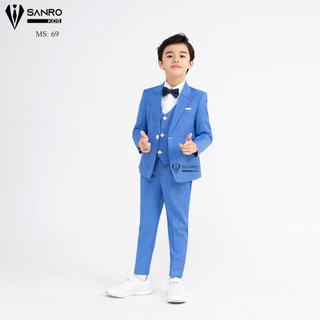 Bộ vest bé trai sanro kids màu xanh nhạt cao cấp