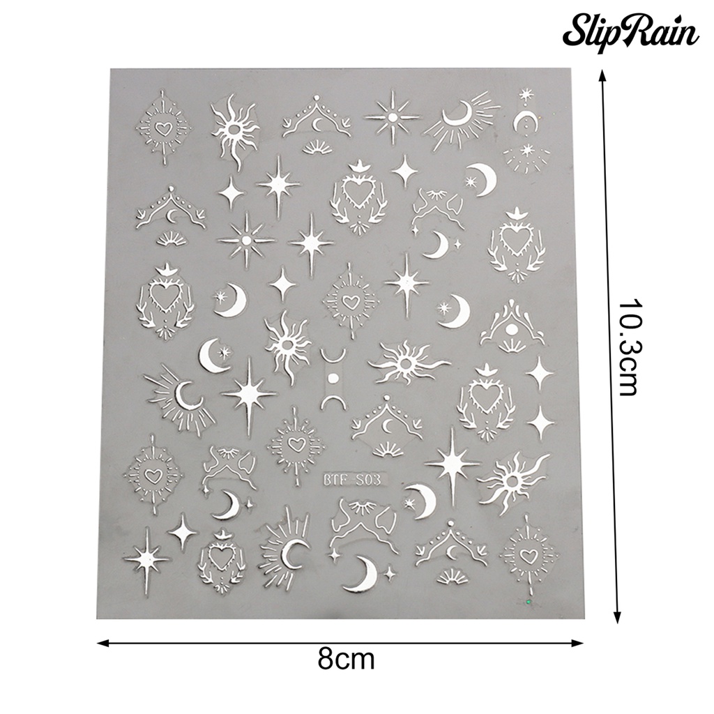 ❤Set 2 Tấm Sticker Dán Móng Tay Hình Trăng Sao Ba Chiều Lấp Lánh Không Phai Màu