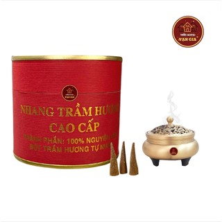 Nụ trầm hương cao cấp xông nhà 100 viên tặng lư đồng đúc - trầm vạn gia - nuvip100