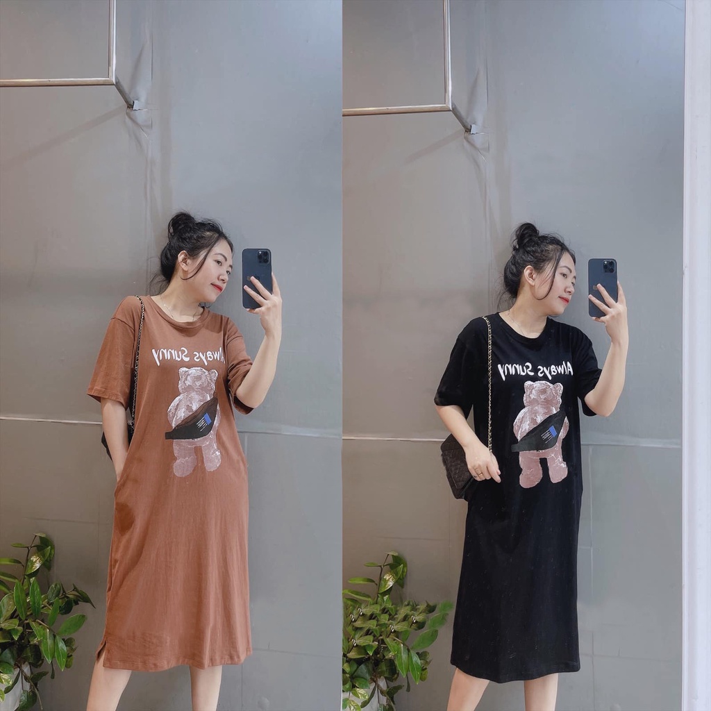 Đầm suông dài , váy suông bầu chất cotton Gemmy House in hình suny