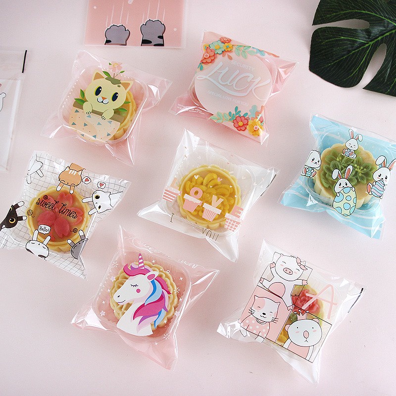 50 Túi nilong gói bánh kẹo đựng quà tặng có keo dán sẵn