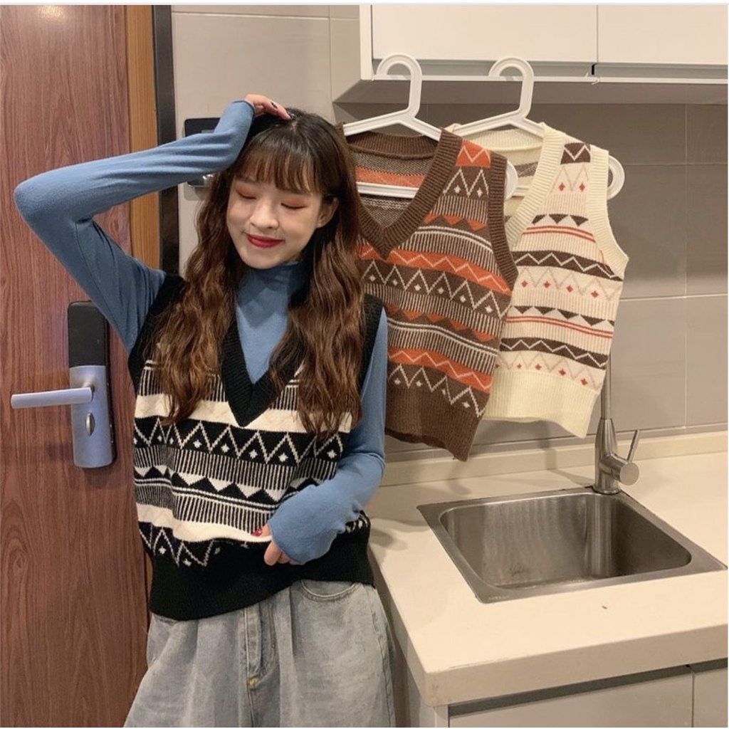 Gile Len Nữ Hoạ Tiết Caro, Áo Sát Nách Mix Sơ Mi