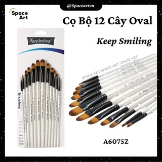 Cọ bộ 12 cây oval a6075z thân trắng keep smiling