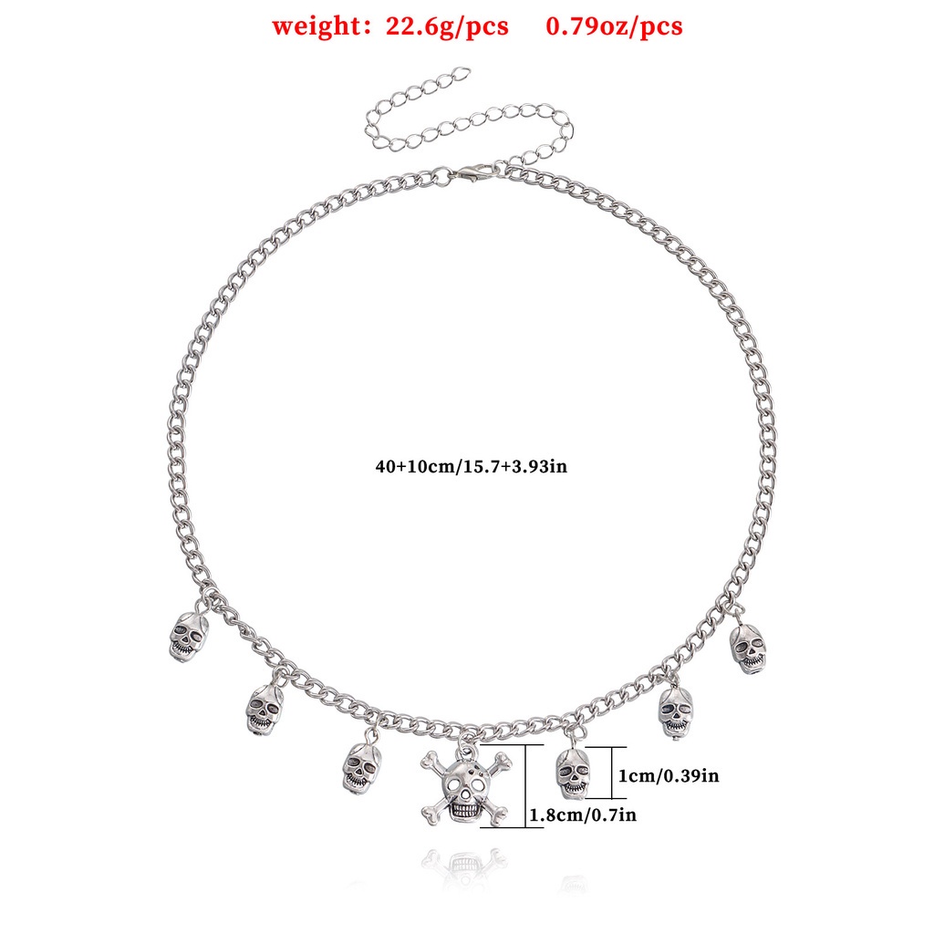 Vòng cổ Kim Loại Màu Trắng / Vàng Mặt Hình Đầu Lâu Phong Cách Hip Hop Cho Nữ