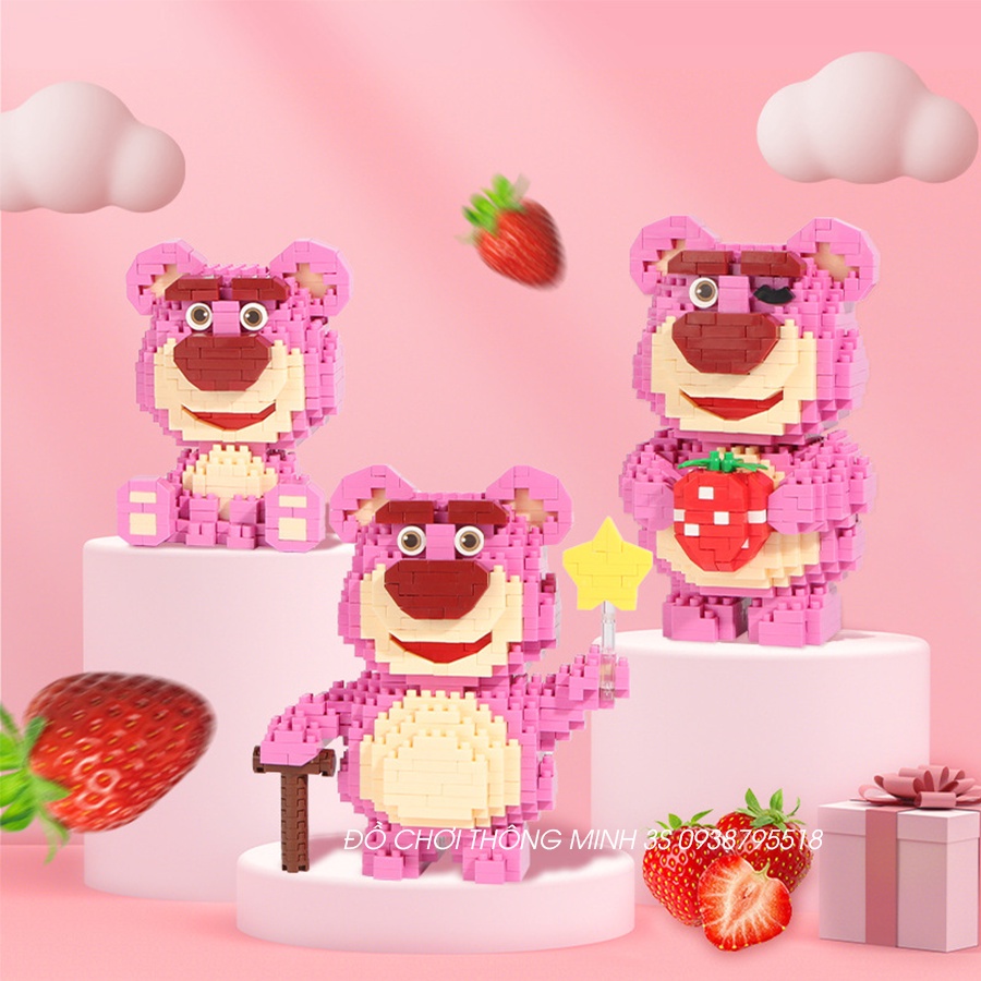 Mô hình lego gấu dâu Lotso - Đồ chơi lắp ráp thông minh