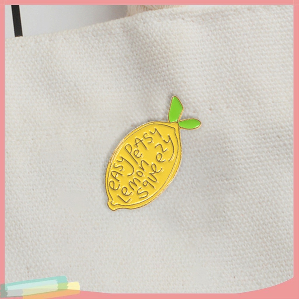 【LK】Cartoon Lemon Enamel Letters Brooch Pin Unisex Denim Backpack Decor Party Badge