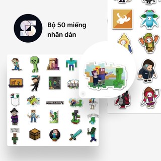 Tổng hợp Bộ nhãn dán Game Minecraft - Jellybeans - Robo Biến Hình... nhãn dán chống thấm nước