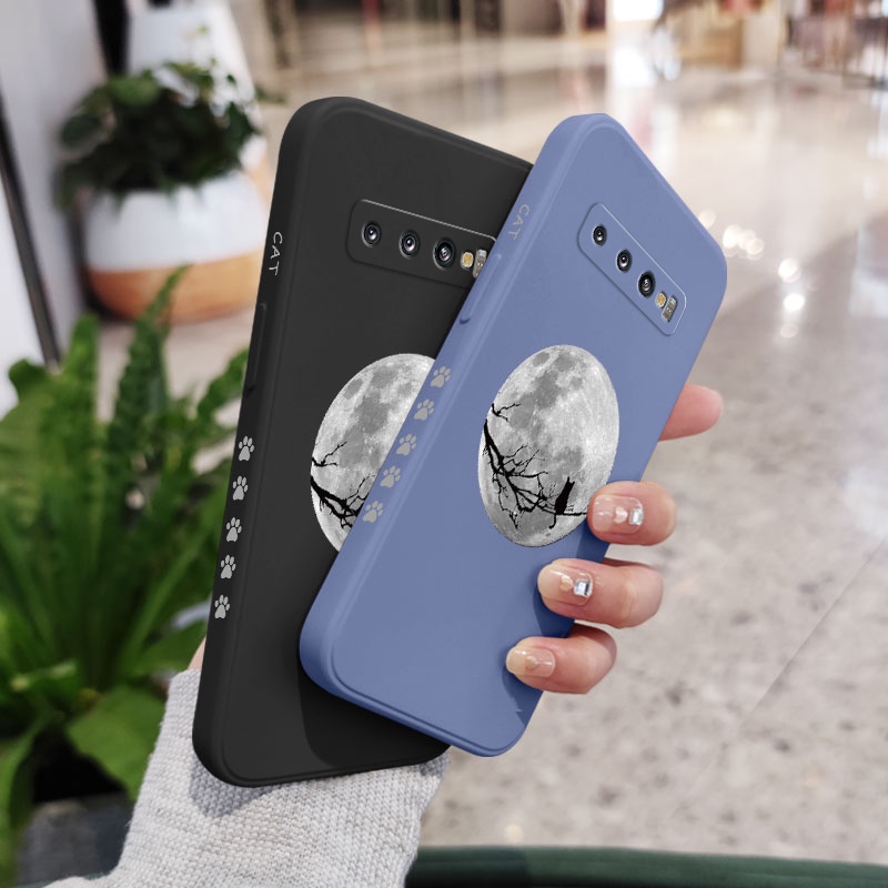 Ốp Điện Thoại Mềm Hình Mèo Mặt Trăng Cho Samsung Galaxy S10 S10E Plus S9 Plus S10 S10E Plus