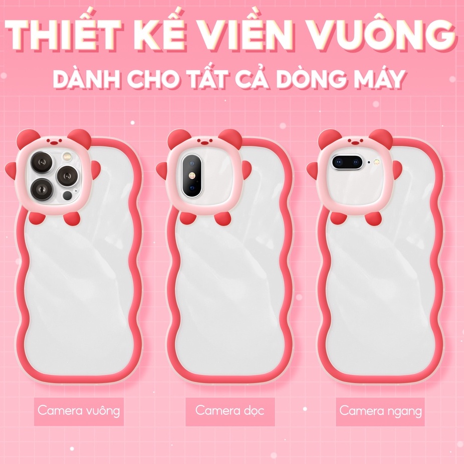 Ốp điện thoại iphone viền gấu lượn sóng Happy Noel 6/6plus/6s/6splus7/7plus/8/8plus/x/xr/xs/11/12/13/pro/max/plus/promax