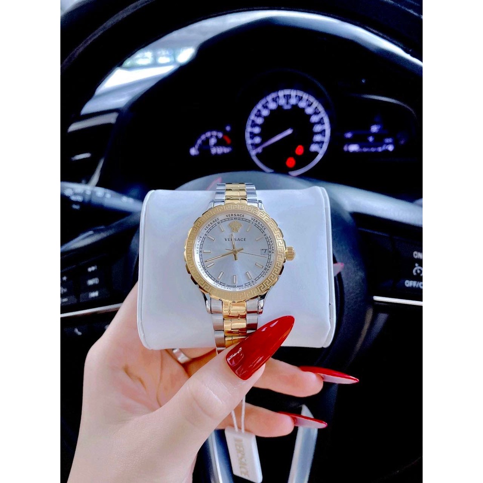 Đồng hồ nữ VERSACE LADIES HELLENYIUM WHITE dây thép demi - 35mm- Máy Thụy-  Bảo hành 24 tháng